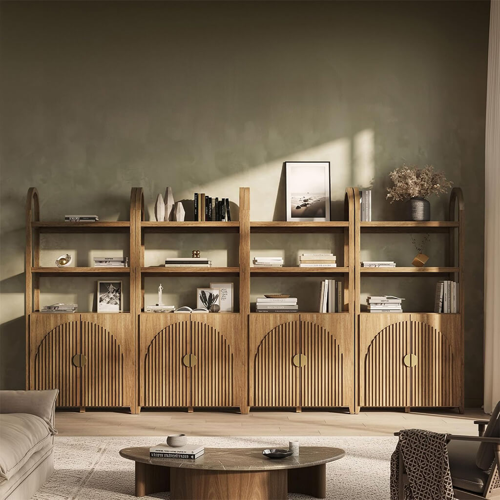 4 Tall Arched Bookcases