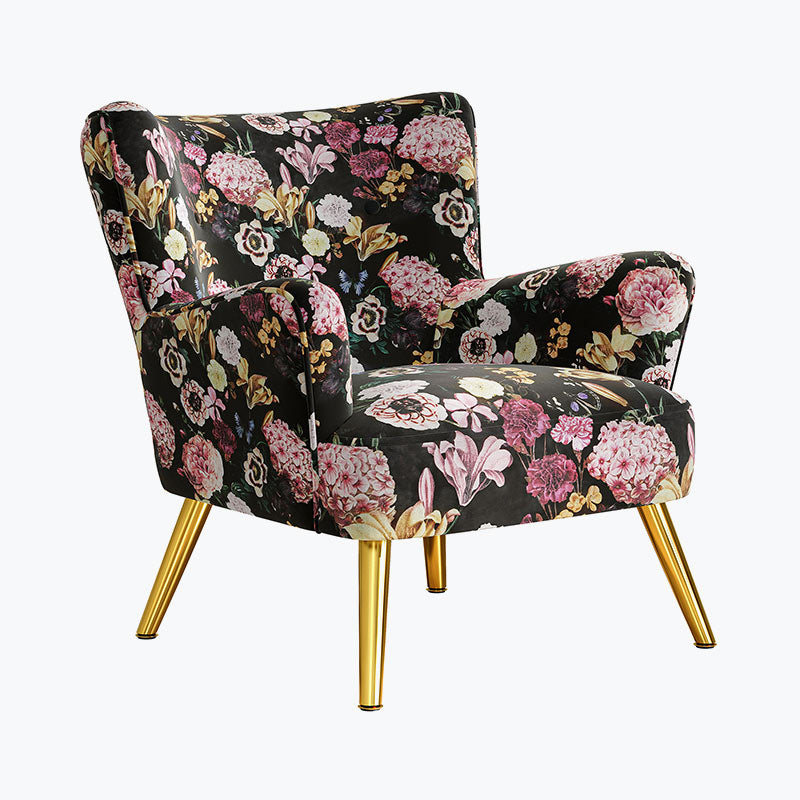 Holland Red Floral Velvet Accent Chair