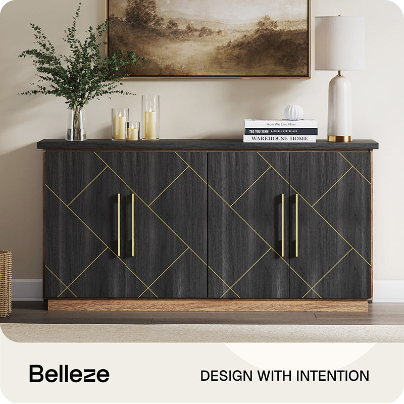 65" Gold Accents Sideboard Buffet Cabinet