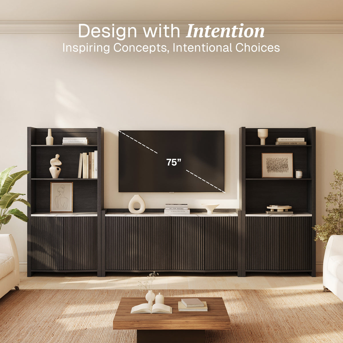 Delphi Fluted Modular Entertainment Center (5-Piece)