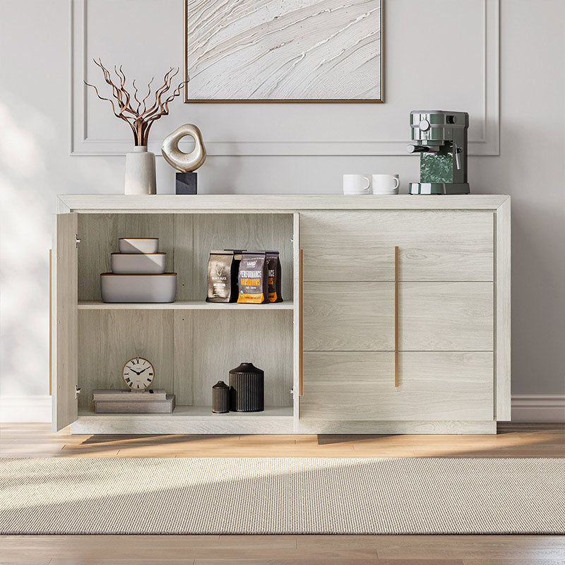 Libra 65" Wave-Pattern Door Modern White Sideboard