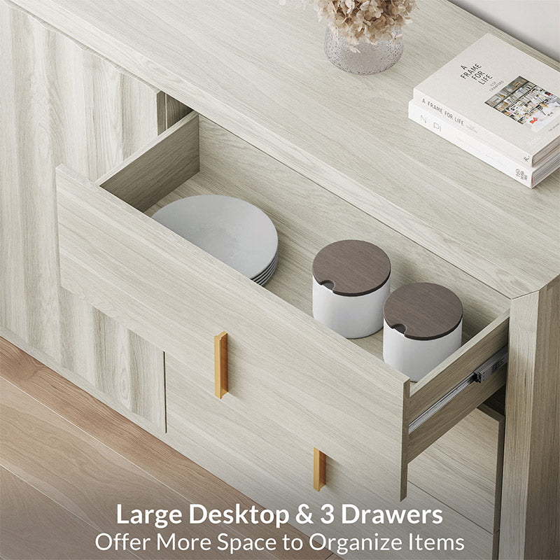 Libra 65" Wave-Pattern Door Modern White Sideboard