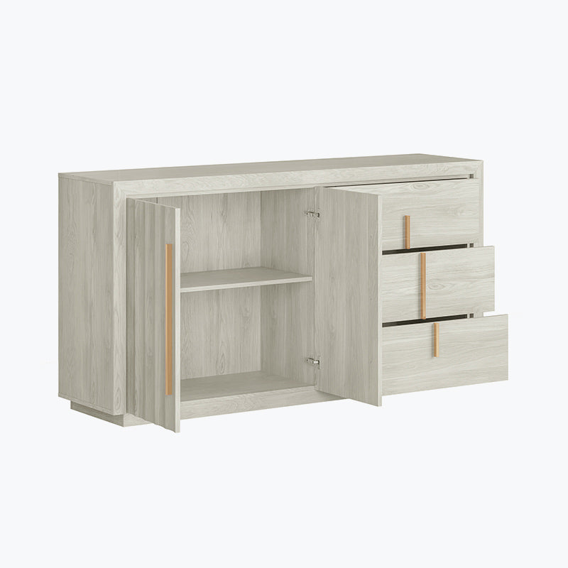 Libra 65" Wave-Pattern Door Modern White Sideboard