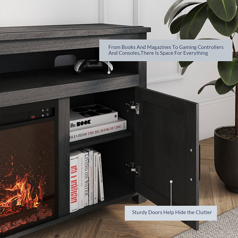 Corin 58" Barn Door Farmhouse Fireplace TV Stand