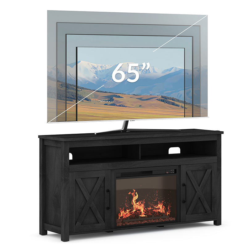 Corin 58" Barn Door Farmhouse Fireplace TV Stand