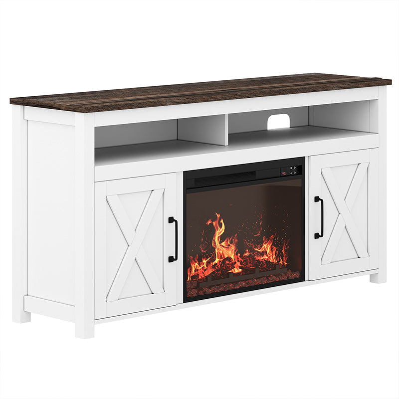 Corin 58" Barn Door Farmhouse Fireplace TV Stand
