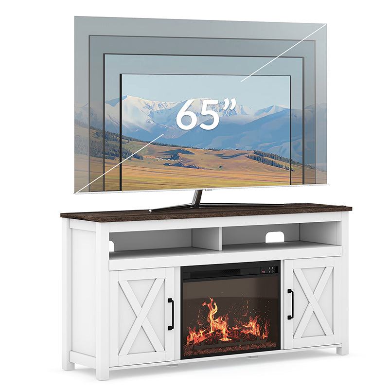 Corin 58" Barn Door Farmhouse Fireplace TV Stand