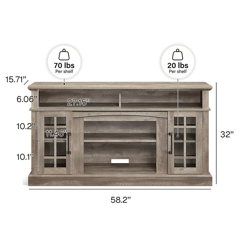 Astorga 58" Modern Farmhouse Fireplace TV Stand
