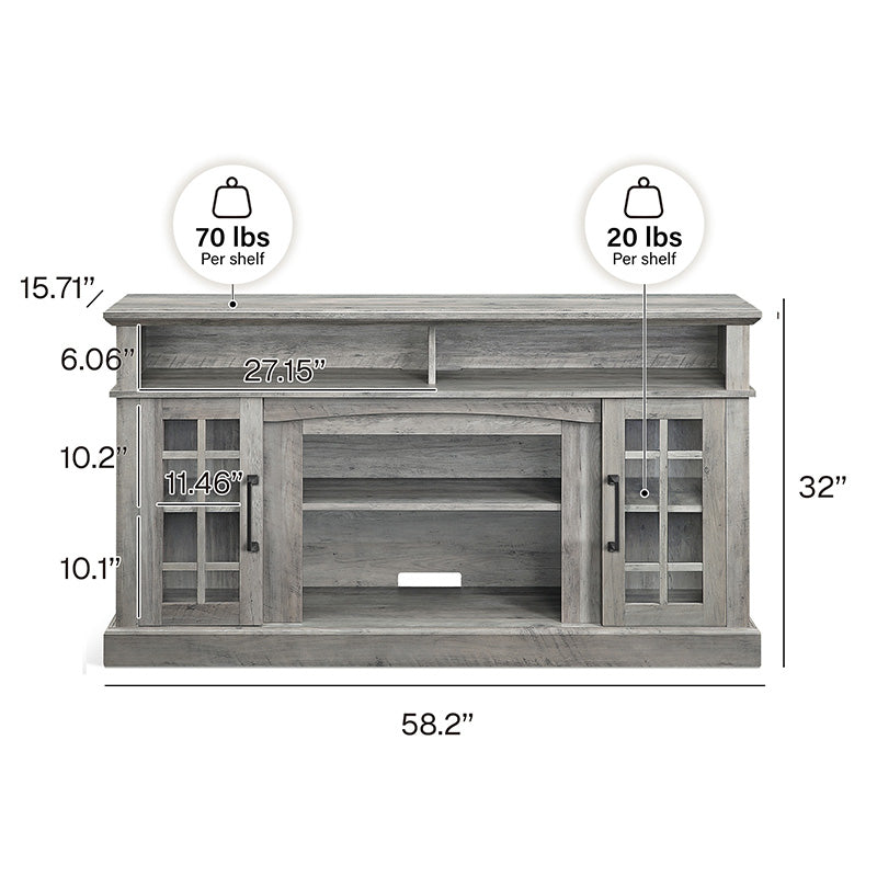 Astorga 58" Modern Farmhouse Fireplace TV Stand
