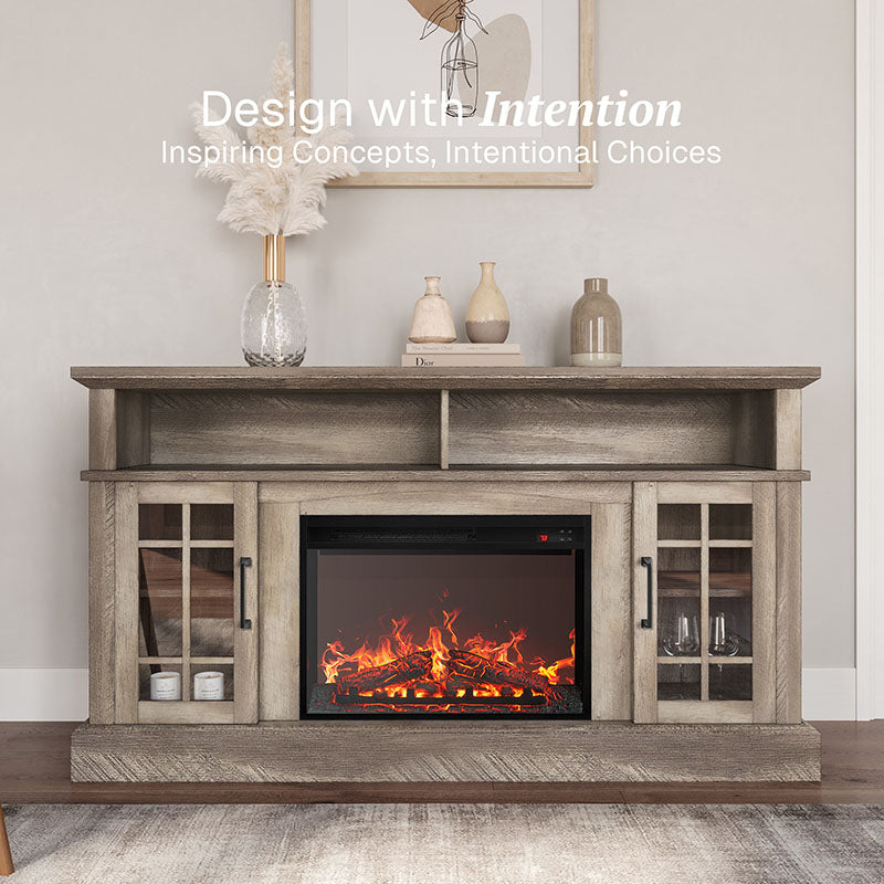Astorga 58" Modern Farmhouse Fireplace TV Stand