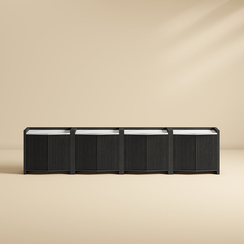 35" Black Faux Marble Top Fluted Modular Sideboards (Set of 4)
