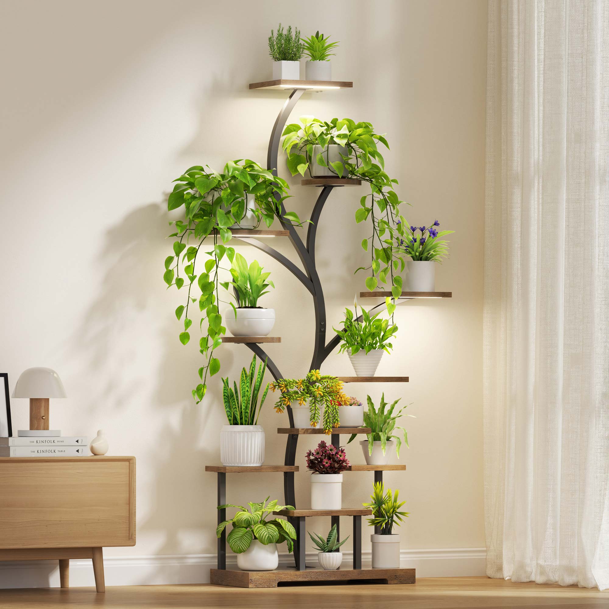 63" Indoor Plant Stand with Grow Lights