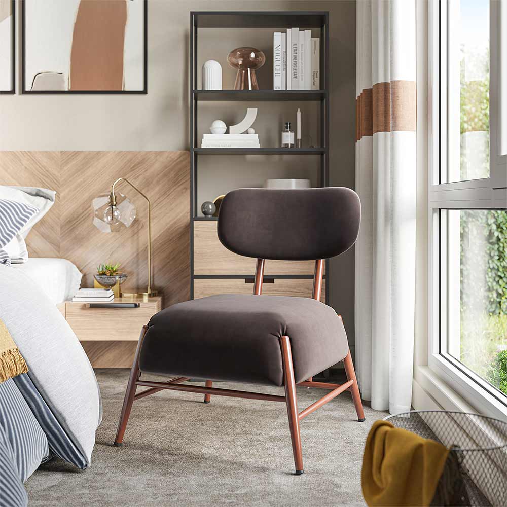 Quinton Mid-Century Modern Armless Velvet Accent Chair