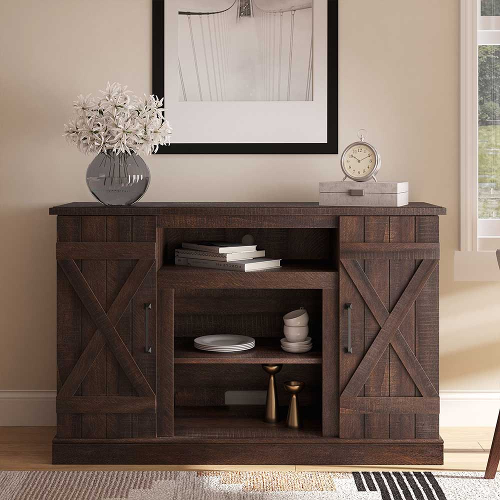 Veropeso 47" Barn Door Farmhouse Fireplace TV Stand