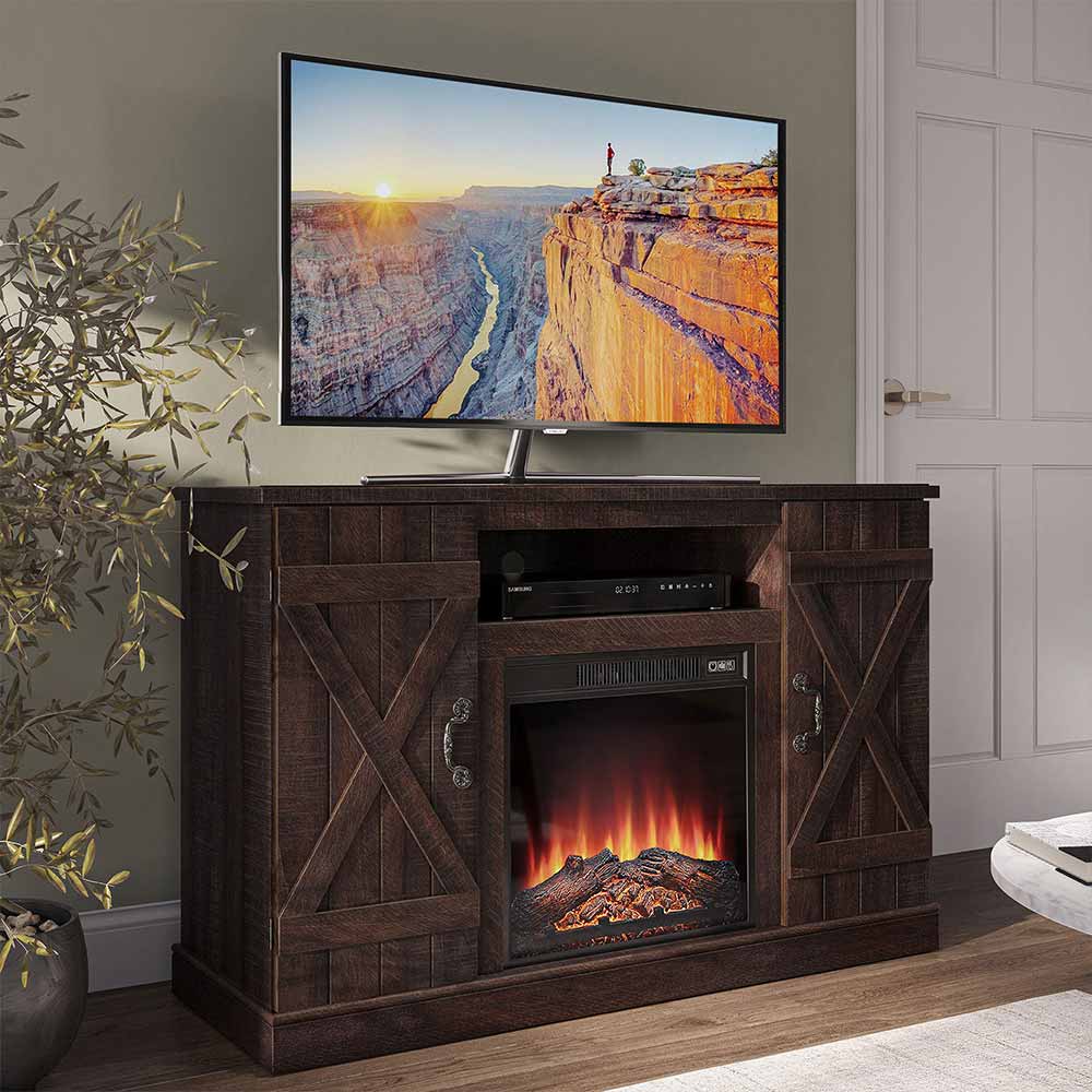 Veropeso 47" Barn Door Farmhouse Fireplace TV Stand