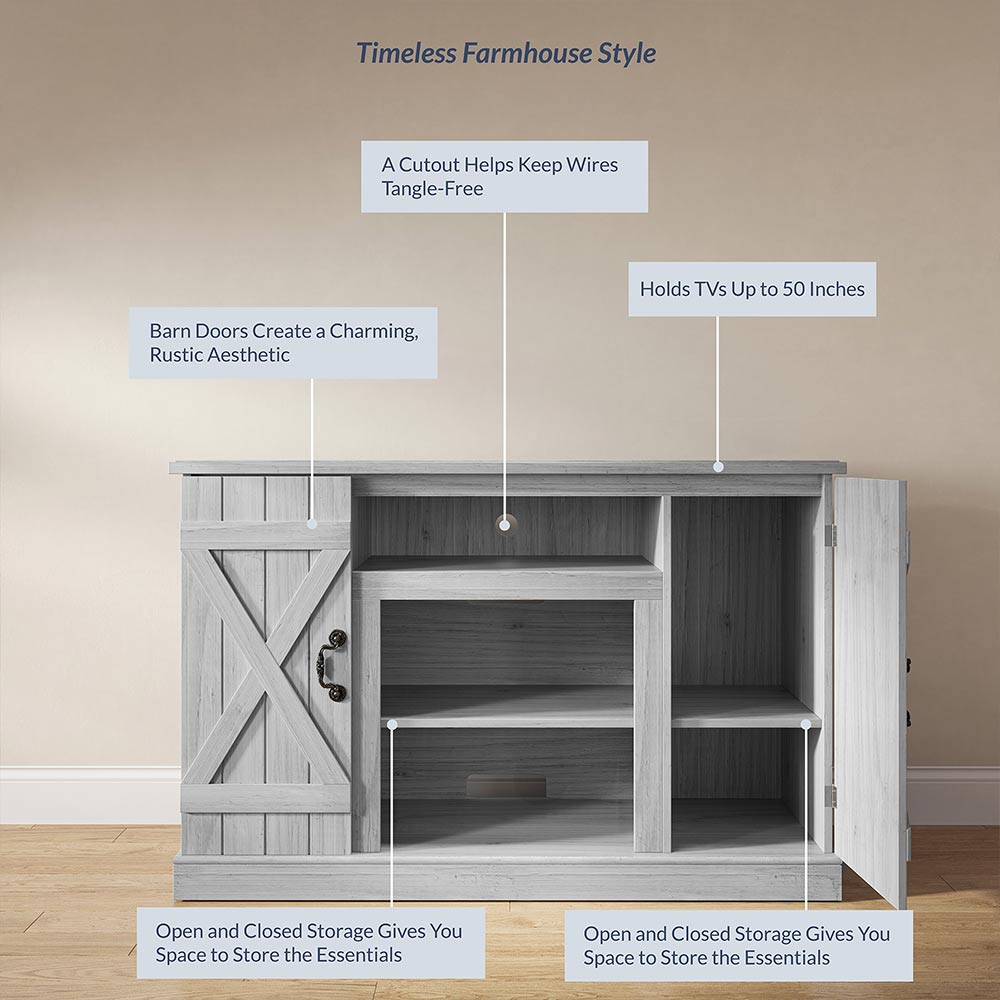 Veropeso 47" Barn Door Farmhouse Fireplace TV Stand