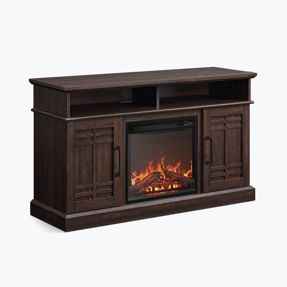 Norrell 48" Wood Grid Door Farmhouse Fireplace TV Stand