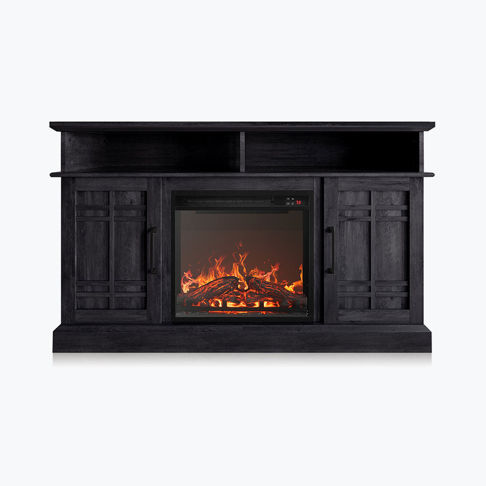 Norrell 48" Wood Grid Door Farmhouse Fireplace TV Stand