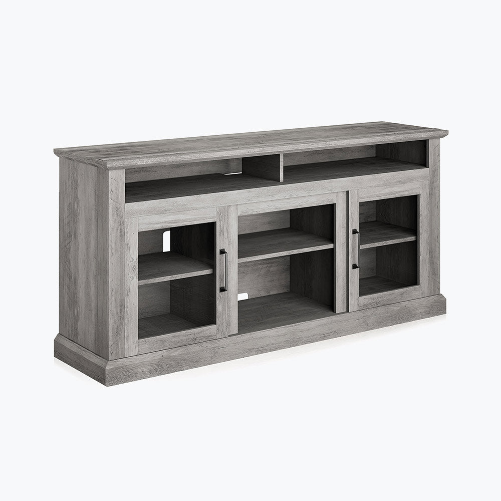 Cayman 60" Glass Door Farmhouse Fireplace TV Stand