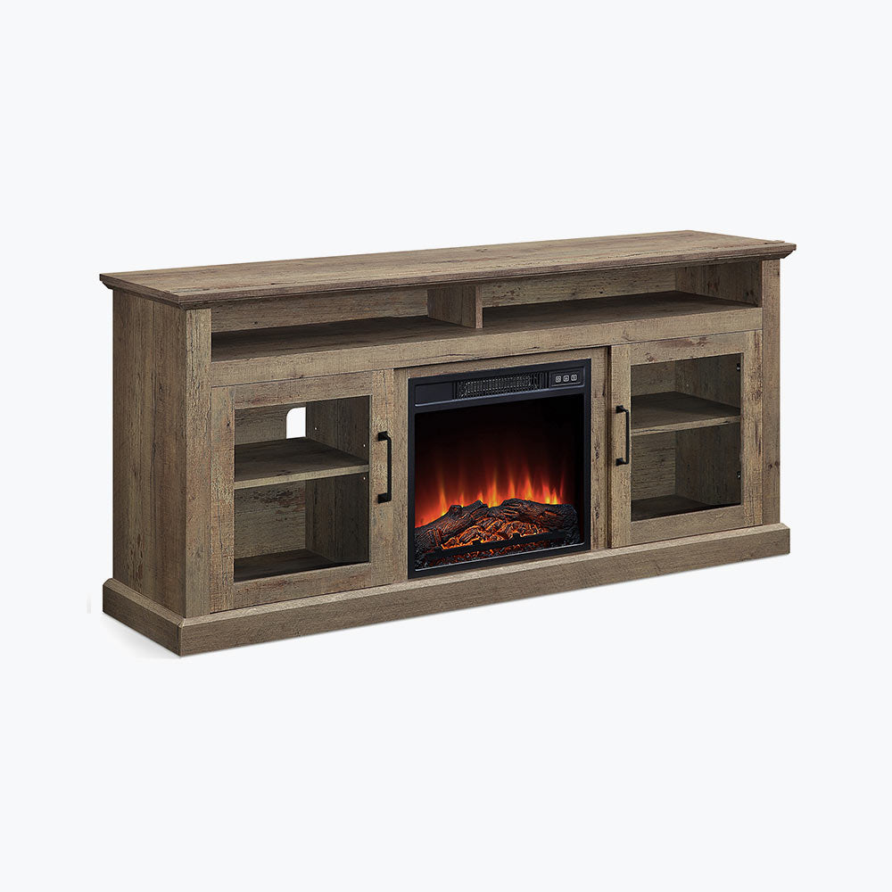 Cayman 60" Glass Door Farmhouse Fireplace TV Stand