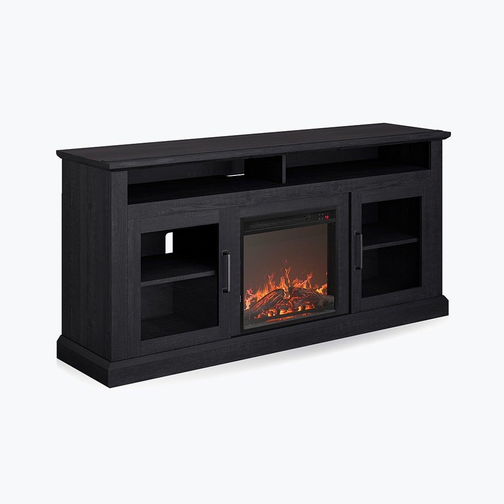 Cayman 60" Glass Door Farmhouse Fireplace TV Stand