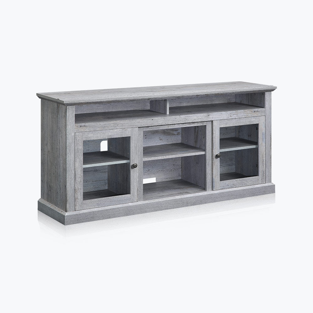 Cayman 60" Glass Door Farmhouse Fireplace TV Stand
