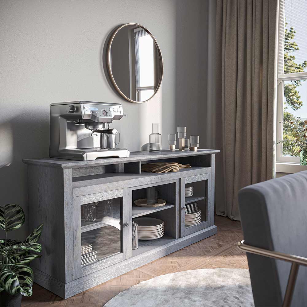 Cayman 60" Glass Door Farmhouse Fireplace TV Stand