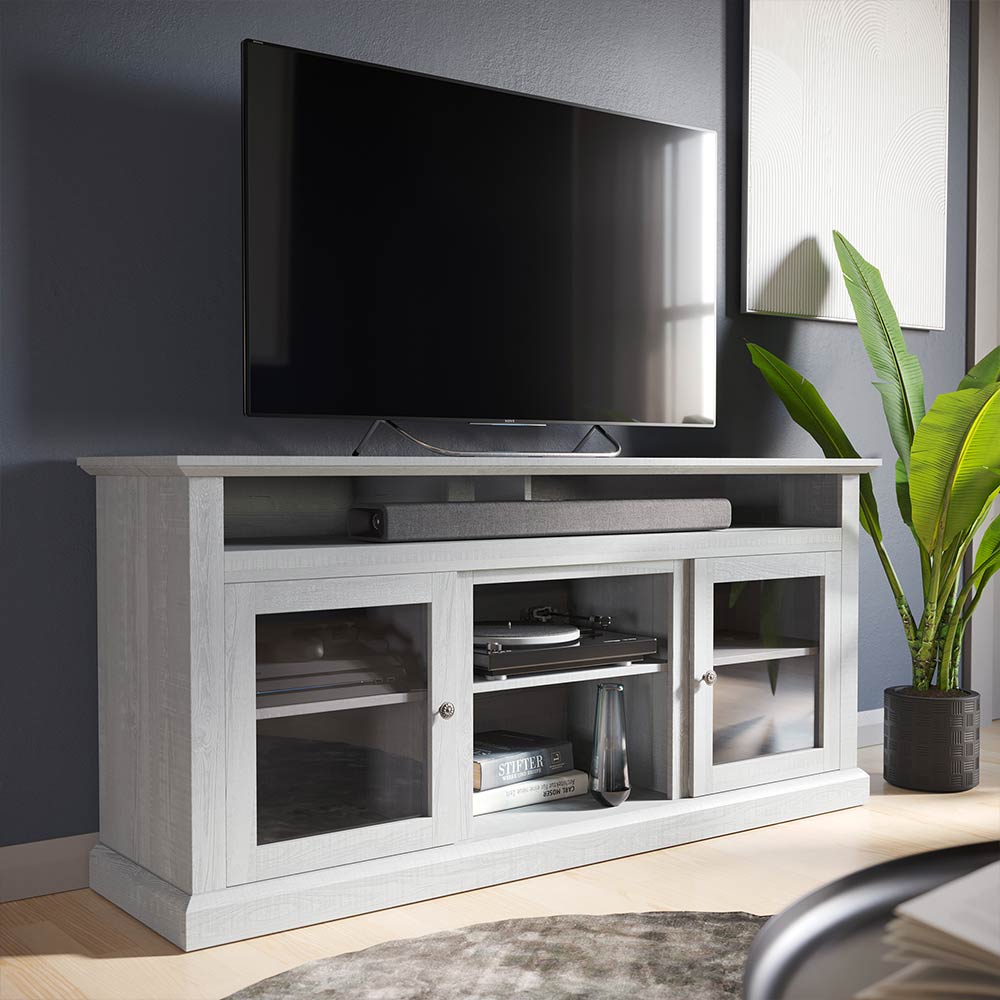 Cayman 60" Glass Door Farmhouse Fireplace TV Stand