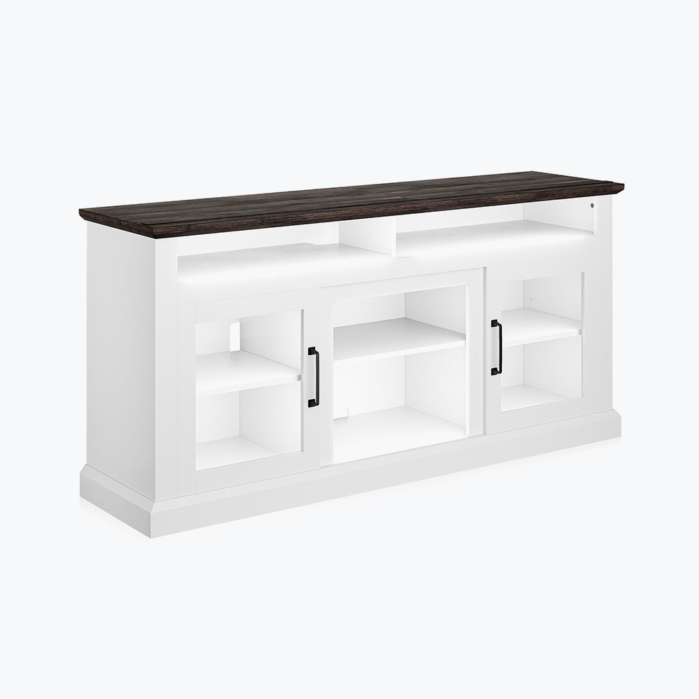 Cayman 60" Glass Door Farmhouse Fireplace TV Stand