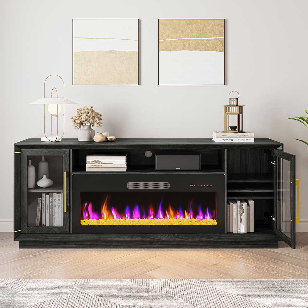 Sienna 74" Glass Door Fireplace TV Stand