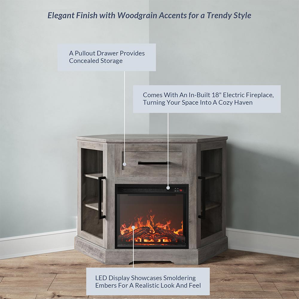 Dale 43" Corner Fireplace TV Stand
