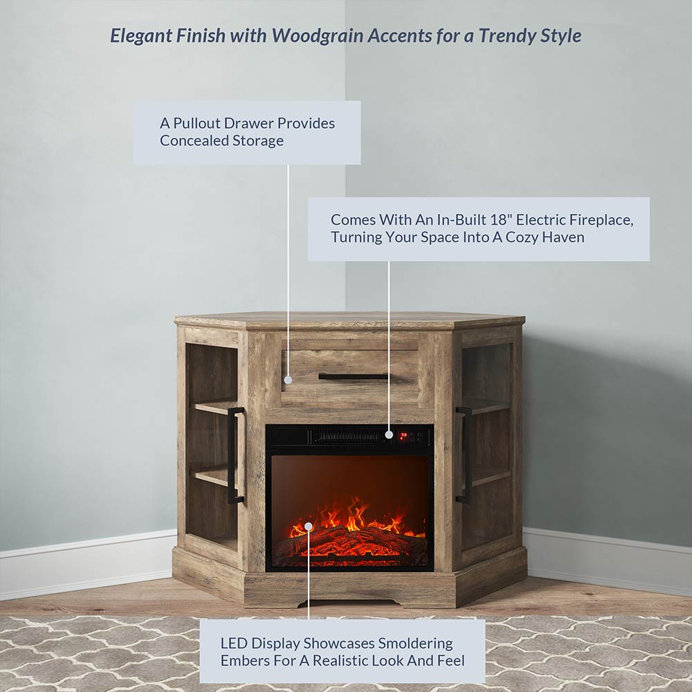 Dale 43" Corner Fireplace TV Stand