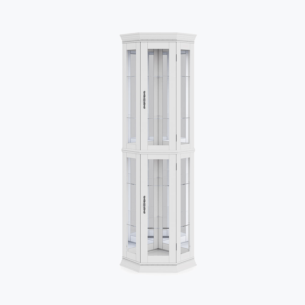 Lorona 70" Tall Glass Door Corner Curio Cabinet