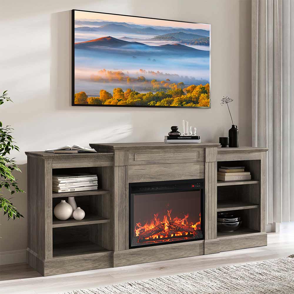 Lenore 66" Glass Door Electric Fireplace TV Stand
