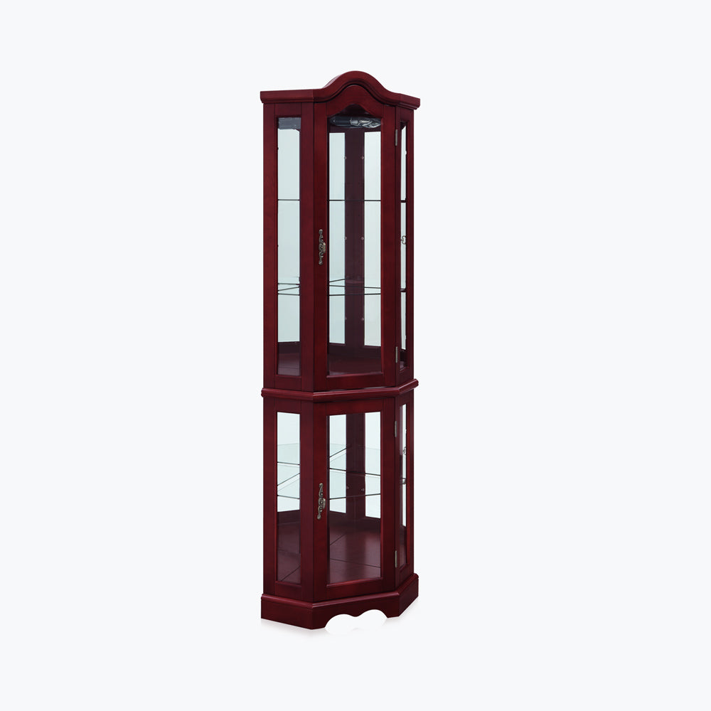 Loraine 70" Tall Glass Door Lighted Corner Curio Cabinet