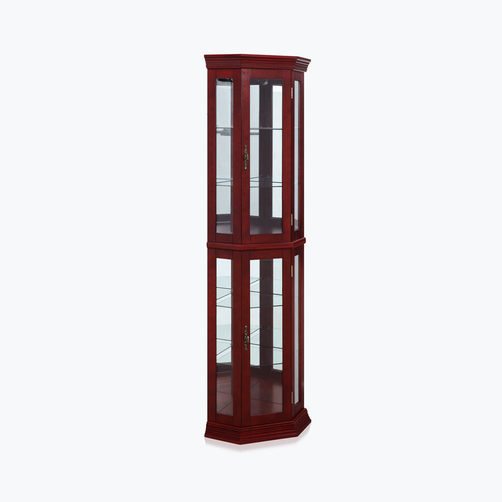 Lorona 70" Tall Glass Door Corner Curio Cabinet