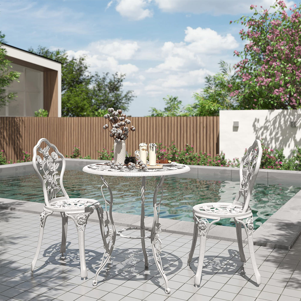 BELLEZE 3 Piece Bistro Set, Aluminum Bistro Table