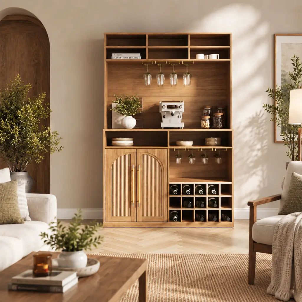 Tall bar cabinet in living room