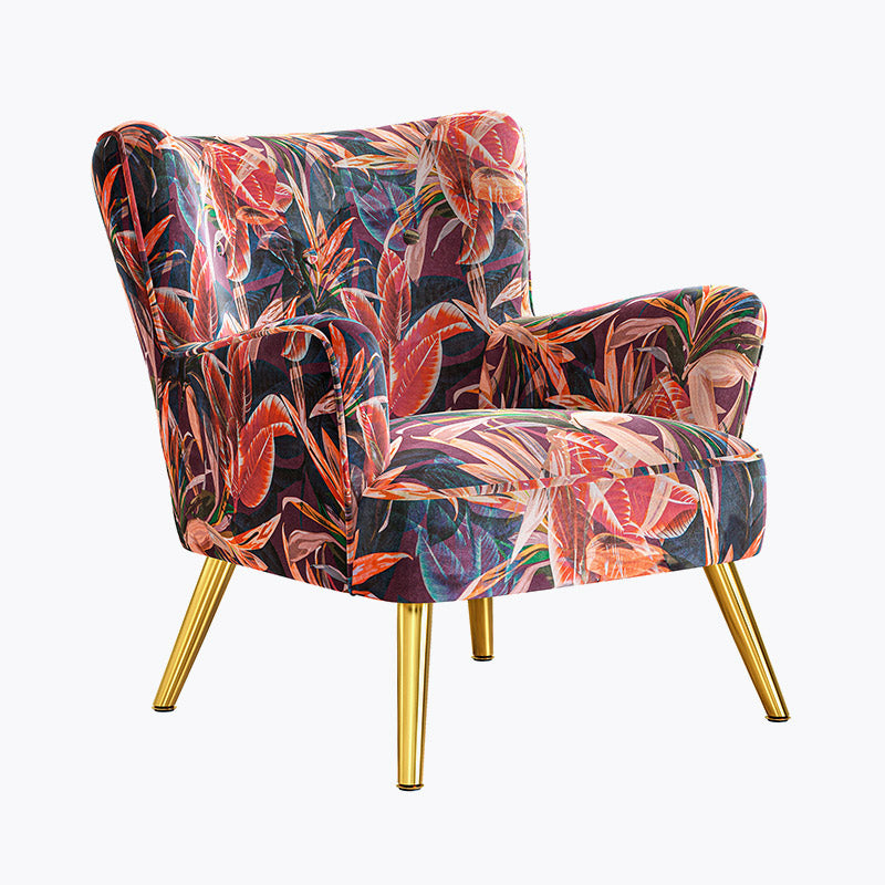 Holland Red Floral Velvet Accent Chair
