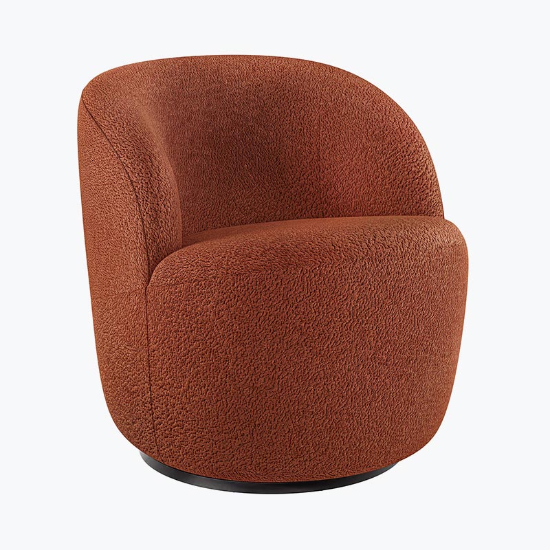 Slate Velvet Upholstered Swivel Barrel Chair