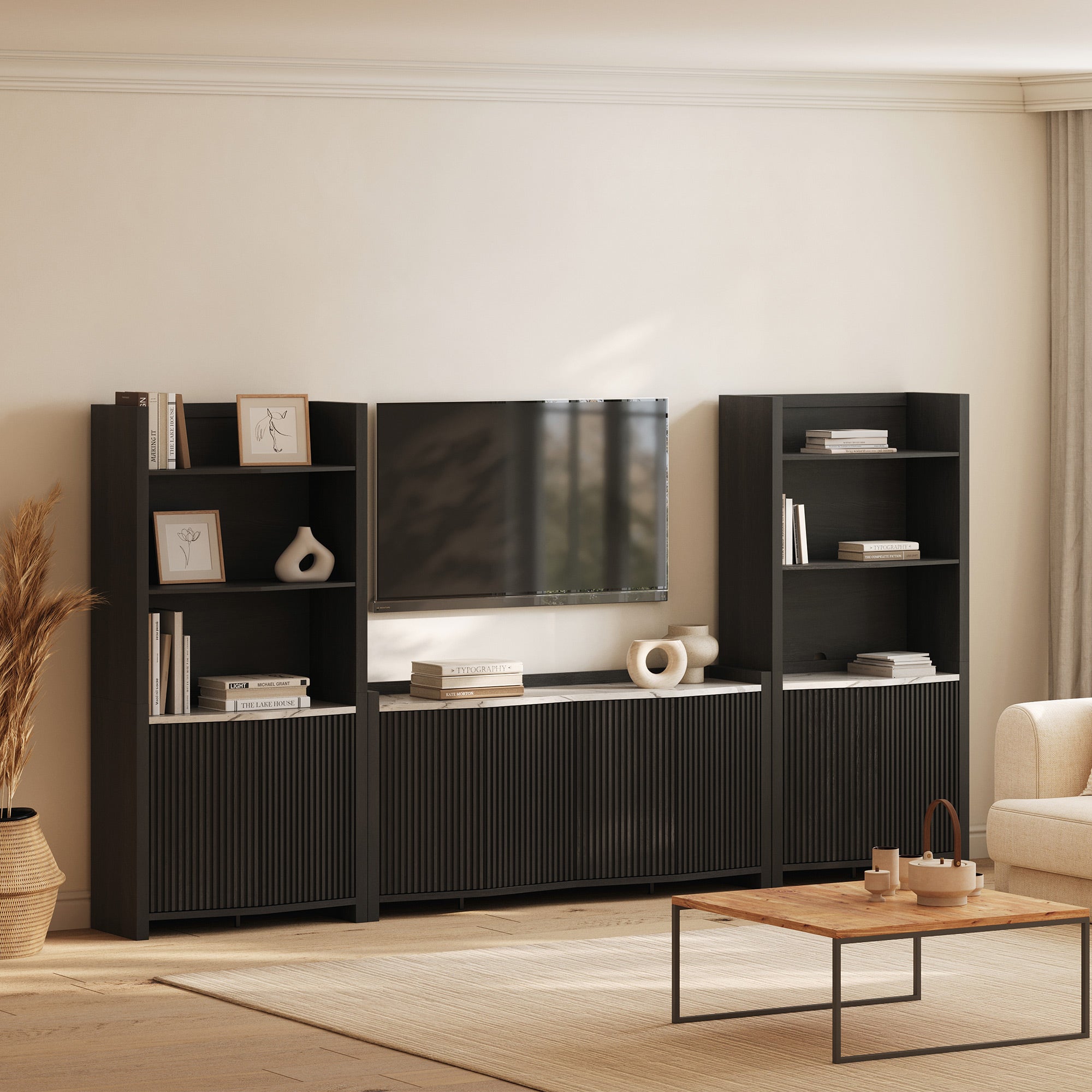 Delphi Fluted Modular Entertainment Center (5-Piece)