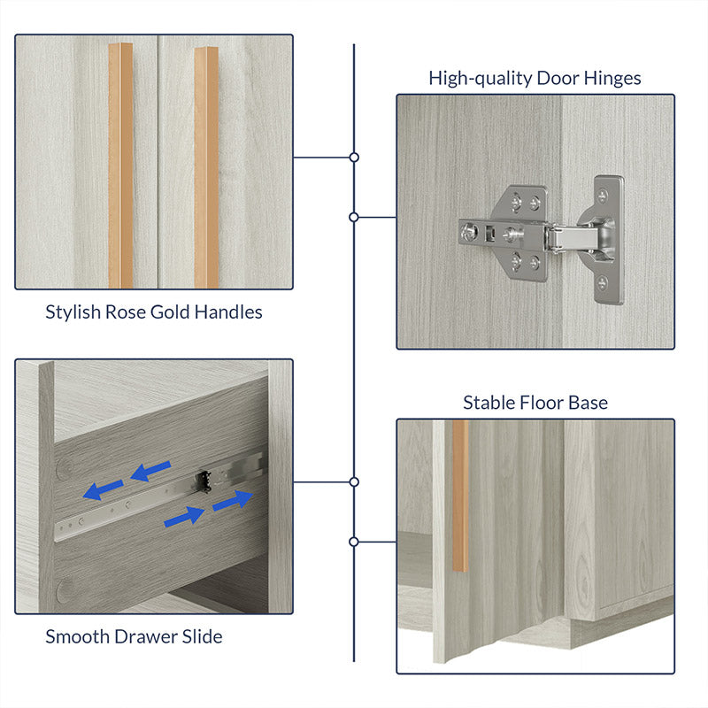 Libra 65" Wave-Pattern Door Modern White Sideboard