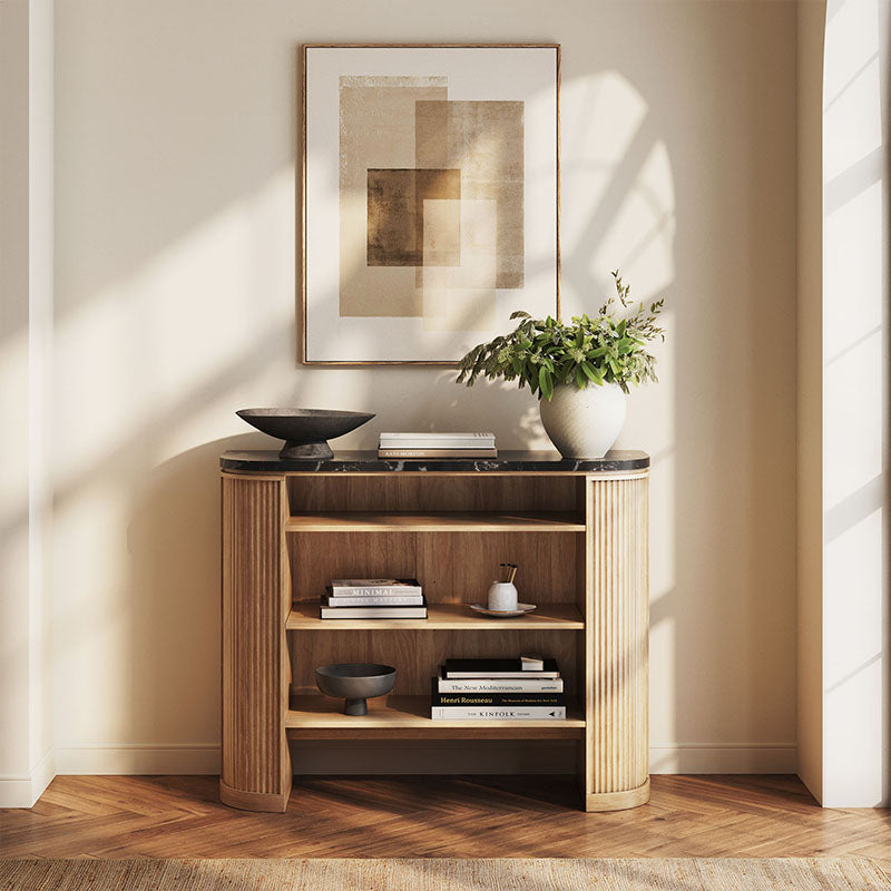 Jagger 44" Black Marble Top Fluted Console Table