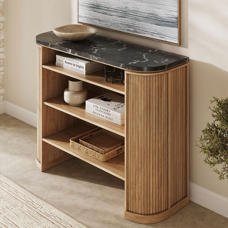 Jagger 44" Black Marble Top Fluted Console Table