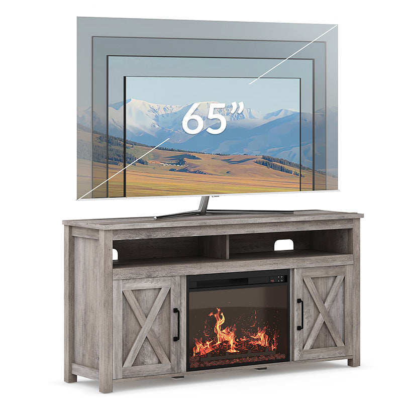 Corin 58" Barn Door Farmhouse Fireplace TV Stand