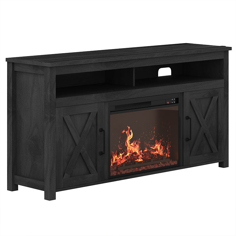 Corin 58" Barn Door Farmhouse Fireplace TV Stand