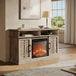 Norrell 48" Wood Grid Door Farmhouse Fireplace TV Stand