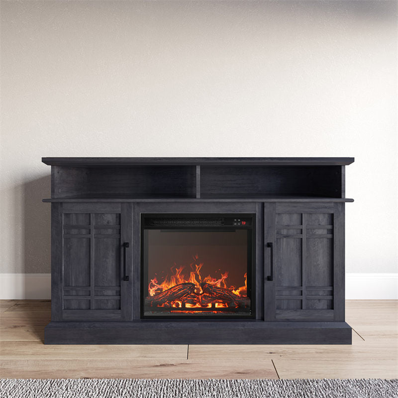 Norrell 48" Wood Grid Door Farmhouse Fireplace TV Stand