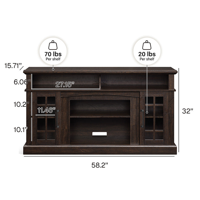 Astorga 58" Modern Farmhouse Fireplace TV Stand