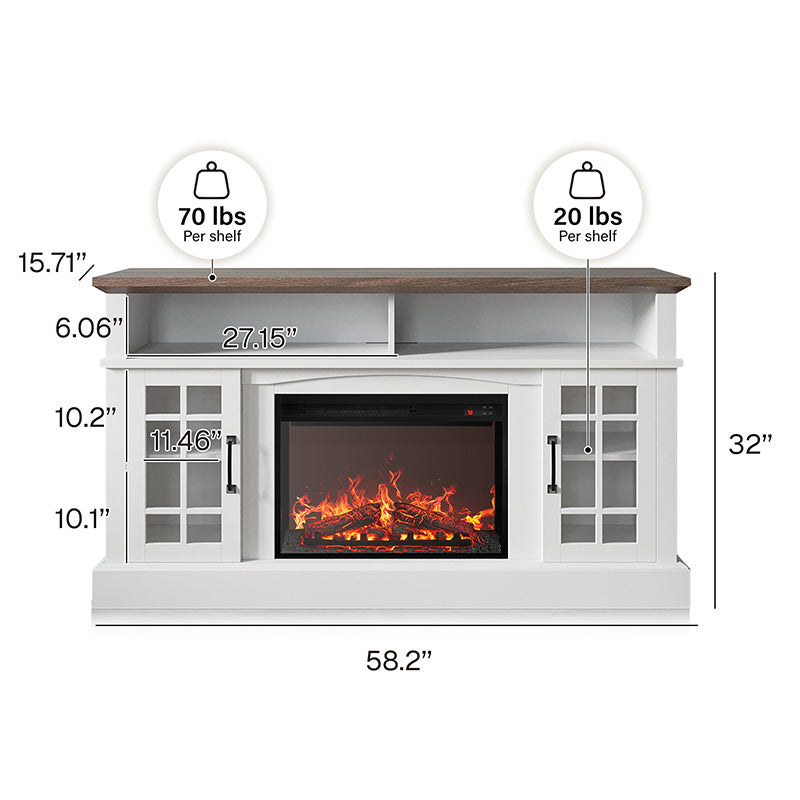Astorga 58" Modern Farmhouse Fireplace TV Stand